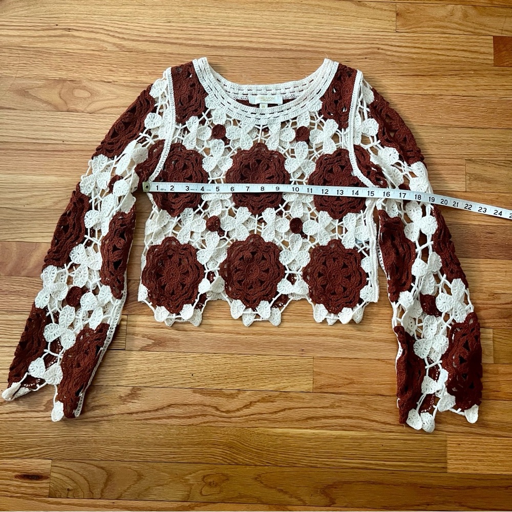 Crochet long sleeve crop top - Size XS - Picture 4 of 5